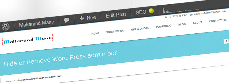 Hide or Remove Word Press admin bar